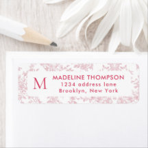 Adresse en toile botanique rouge monogramme