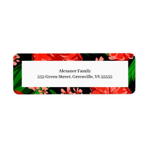 Étiquette Adresse encadrée par frontière florale lumineuse