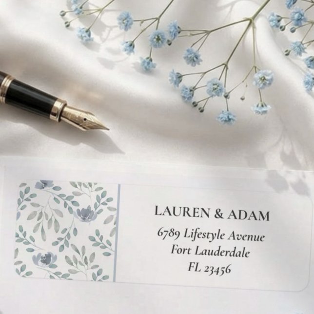 Étiquette Adresse Eucalyptus Bleu Poussiéreux Rustique (Créateur téléchargé)