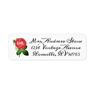 Étiquette Adresse féminine florale de rose élégant de cru