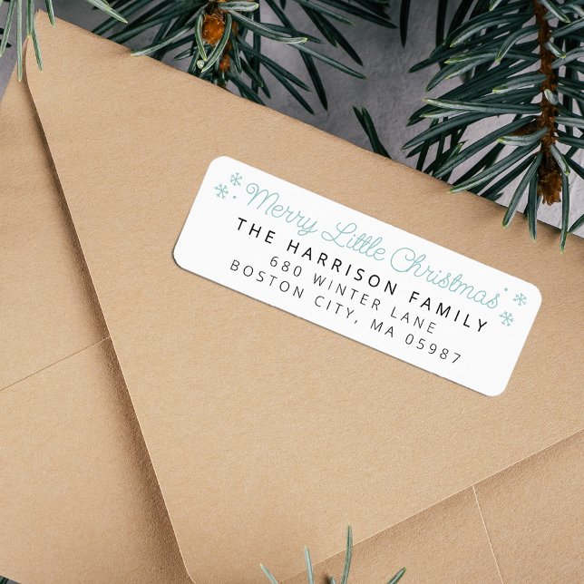 Étiquette Adresse festive de Noël joyeux (Festive Merry Little Christmas Address Label)