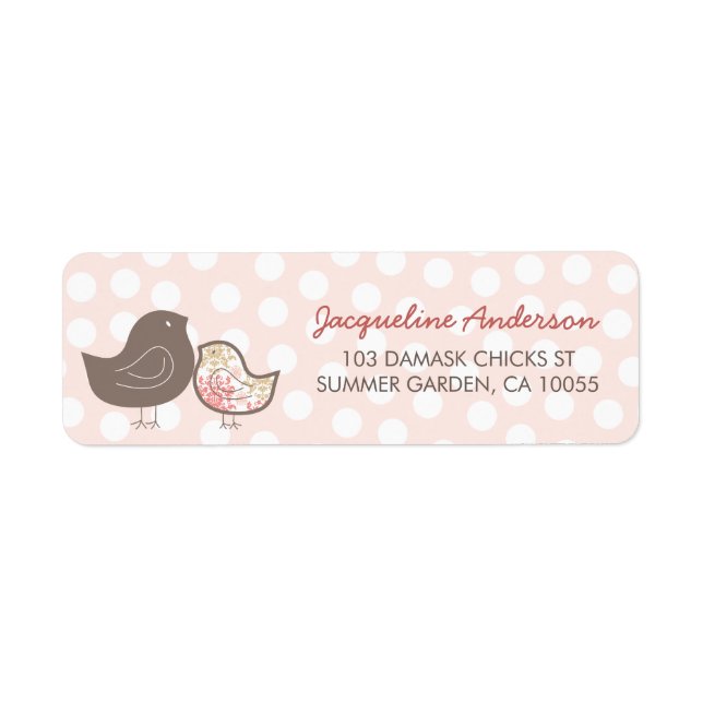 Étiquette Adresse Fille Bébé Fille Shower Pastel Rose Damass (Devant)