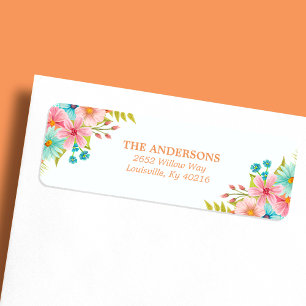 Étiquette Adresse Fleurs de saison rustiques aquarelle