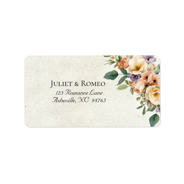 Étiquette Adresse florale crème (Devant)