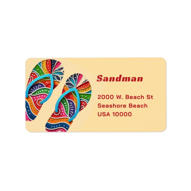 Étiquette Adresse Fun Décoré Feuilles Peintes (Devant)