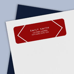 Étiquette Adresse géométrique minimaliste rouge foncé et bla
