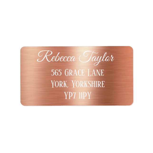 Étiquette Adresse Gold Foil Rose Elégant Personnalisé (Devant)