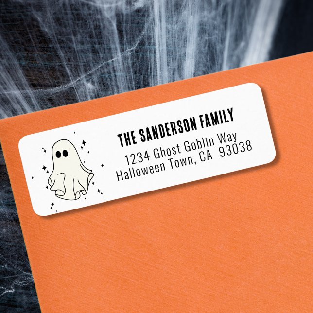 Étiquette Adresse Halloween des fantômes (Ghost Happy Halloween Party Return Address Label)