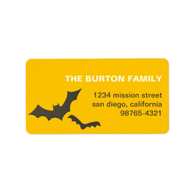 Étiquette Adresse Halloween personnalisée jaune battue (Devant)