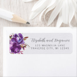 Étiquette Adresse Jardin Floral Violet Lavande Pivoine