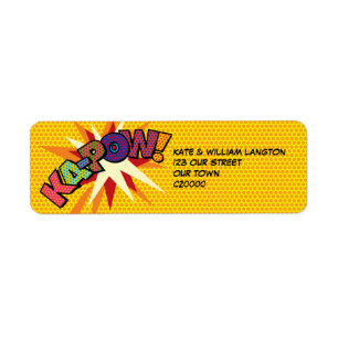 Étiquette Adresse KA-POW Fun Retro Comic Book Pop Art