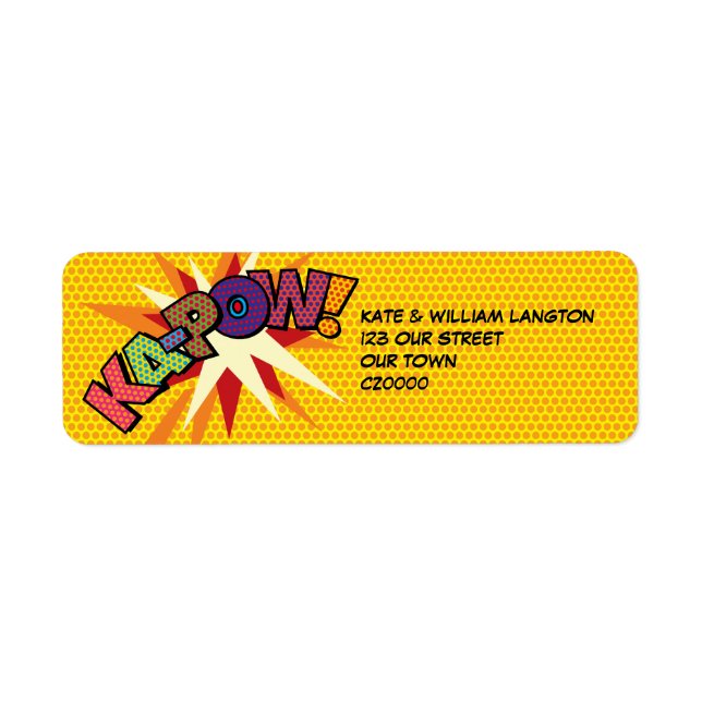 Étiquette Adresse KA-POW Fun Retro Comic Book Pop Art (Devant)