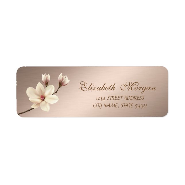 Étiquette Adresse Magnolia élégante et stylée (Devant)