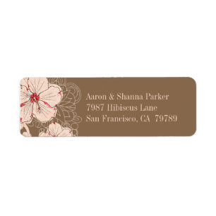 Étiquette Adresse mariage de fleurs d'hibiscus rose