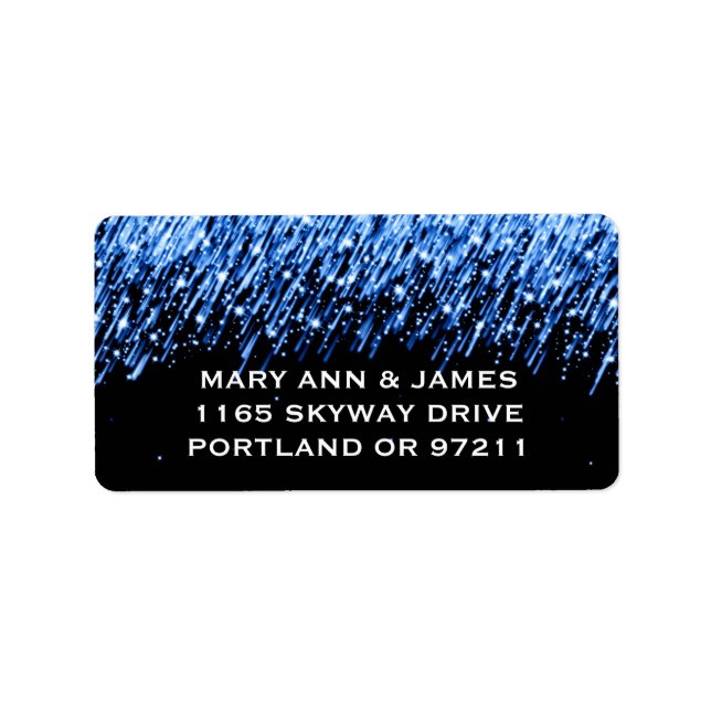 Étiquette Adresse mariage Falling Stars "Sapphire Blue" (Devant)