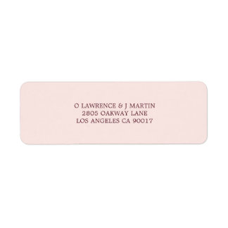 Étiquette Adresse Mariage rose pâle de Bourgogne moderne