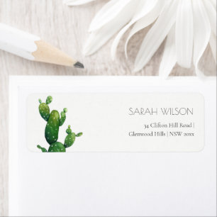 Étiquette Adresse minimale de fermeture verte de cactus à po