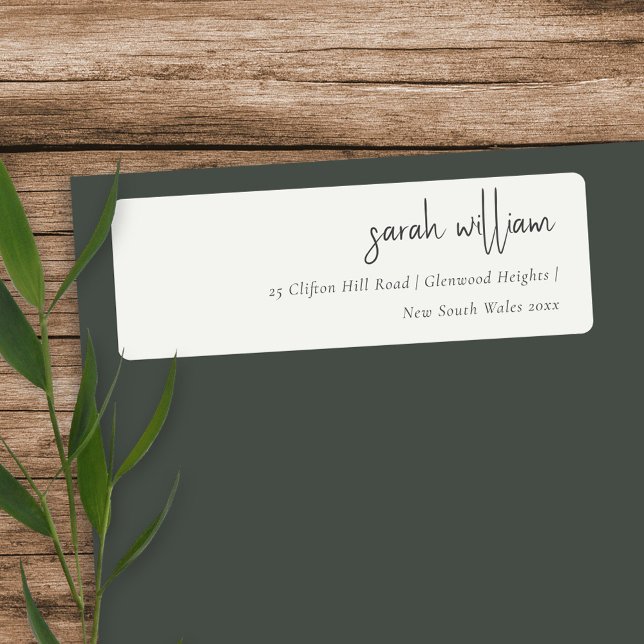 Étiquette Adresse minimale de typographie de script noir bla (Créateur téléchargé)