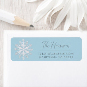 Étiquette Adresse minimaliste du Mariage Snowflake Bleu gl