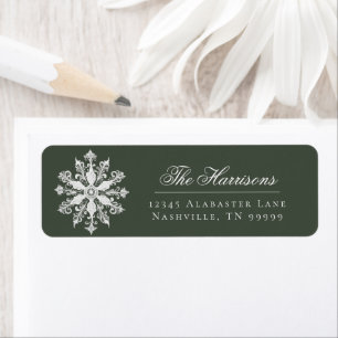 Étiquette Adresse minimaliste du Mariage Snowflake Green