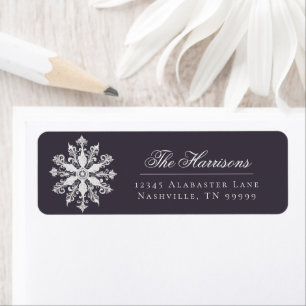 Étiquette Adresse minimaliste du Mariage Snowflake Plum Pu