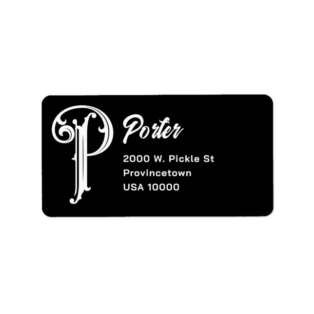 Étiquette Adresse Monogramme P décorative (Devant)