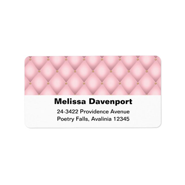 Étiquette Adresse Motif de luxe Pink Tufted Diamond (Devant)