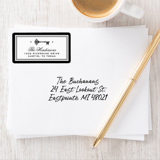 Étiquette Adresse noire et blanche de la fausse clé | (Créateur téléchargé)