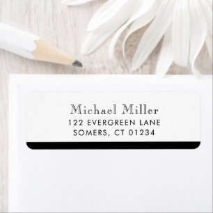 Étiquette Adresse personnalisée minimaliste en bande noire/b