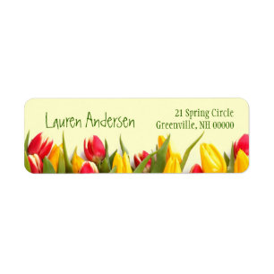 Étiquette Adresse personnelle florale de tulipes colorées d