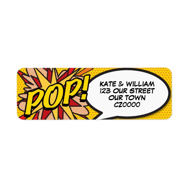 Étiquette Adresse POP Fun Retro Bande Dessinée Pop Art (Devant)
