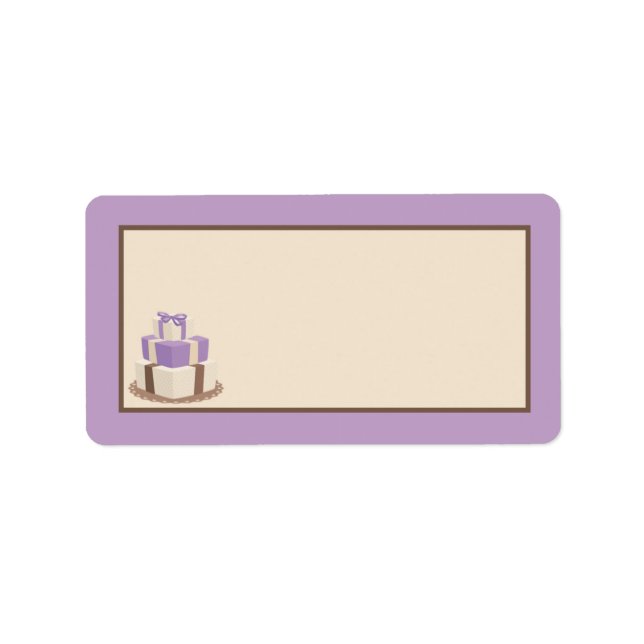 Étiquette Adresse postale de gâteau de Mariage Brown/violet (Devant)