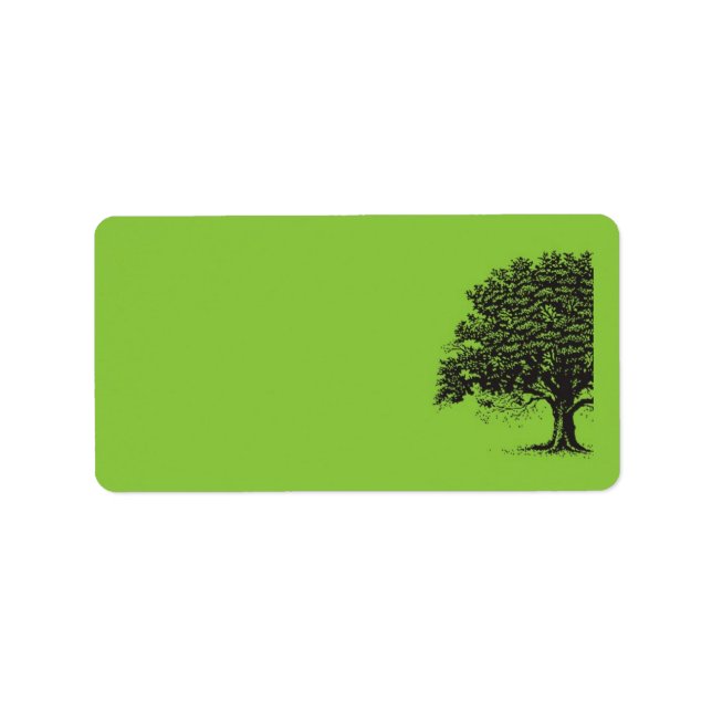 Étiquette Adresse postale de l'arbre de printemps vert/noir  (Devant)