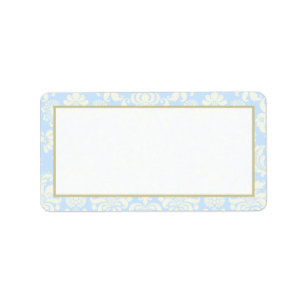 Étiquette Adresse postale de Mariage damassé bleu/blanc