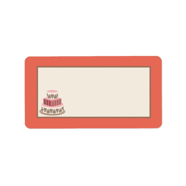 Étiquette Adresse postale Mariage de gâteau rouge/crème (Devant)