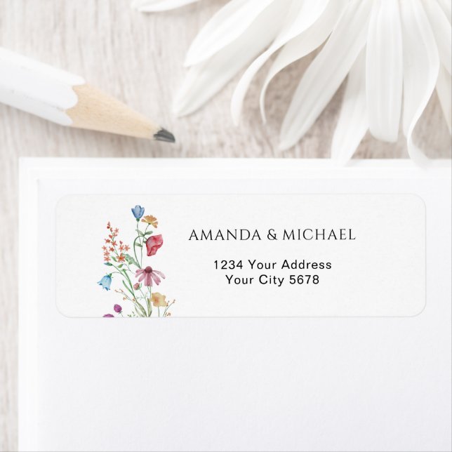 Étiquette Adresse pour Baby Shower Fleurs Sauvages (En situation)