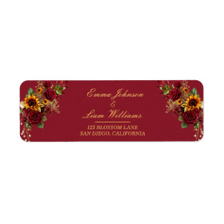 Étiquette Adresse Rose Bourguignonne & Tournesol