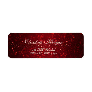 Étiquette Adresse rouge bokeh élégant et sophistiqué