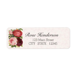 Étiquette Adresse rouge-rose victorienne de roses de chou de
