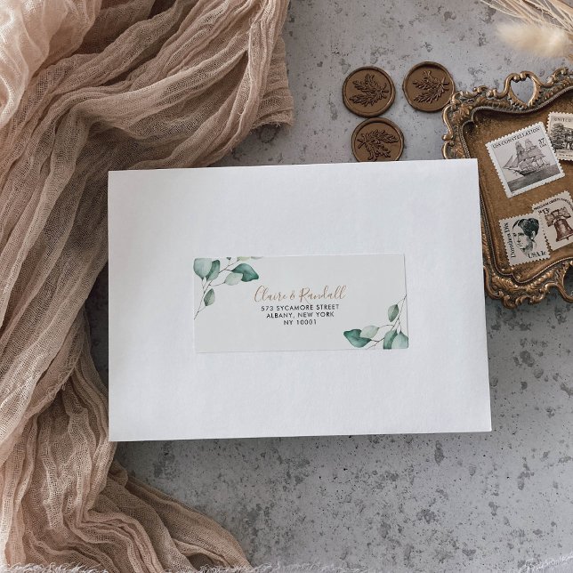 Étiquette Adresse RSVP classique des Feuilles verts (Créateur téléchargé)