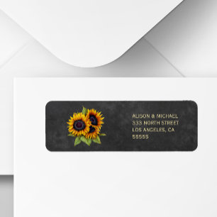 Étiquette Adresse rsvp de tournesol de tableau noir rustique