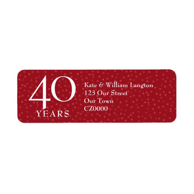 Étiquette Adresse rubis pour les 40 ans de mariage (Devant)