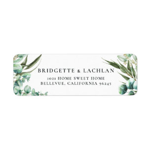 Étiquette Adresse rustique de mariage d'eucalyptus de