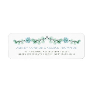 Étiquette Adresse succulente de mariage d'été de jardin