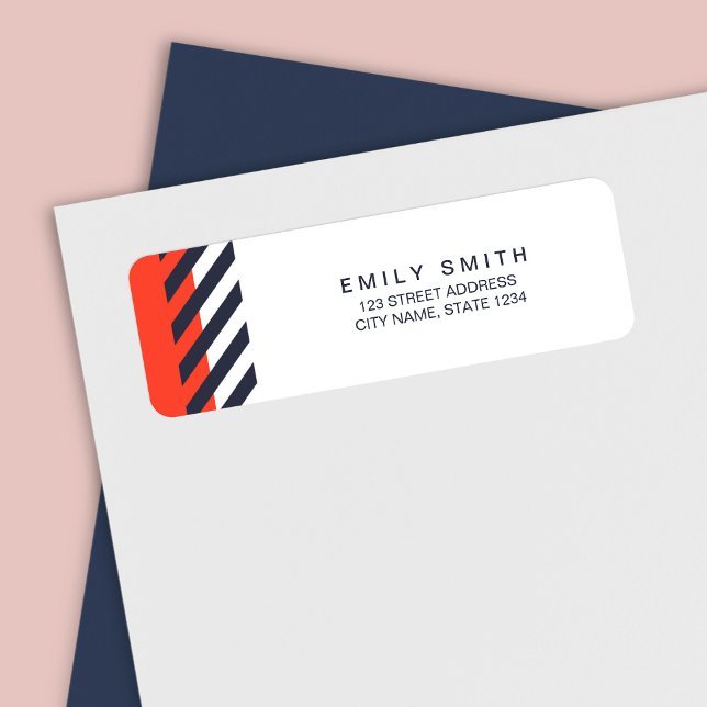 Étiquette Adresse tendance moderne Orange et Bleu foncé (Créateur téléchargé)