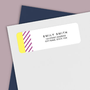 Étiquette Adresse tendance moderne Yellow and Purple Stripes