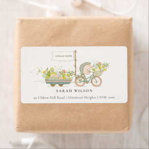 Étiquette Adresse Vélo Floral De Hérisson Cultivé Localement