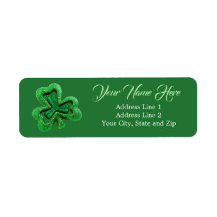 Étiquette Adresse verte de shamrock de parties scintillantes