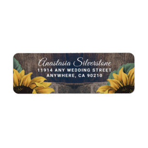 Étiquette Adresse vintage de mariage de tournesol de baril