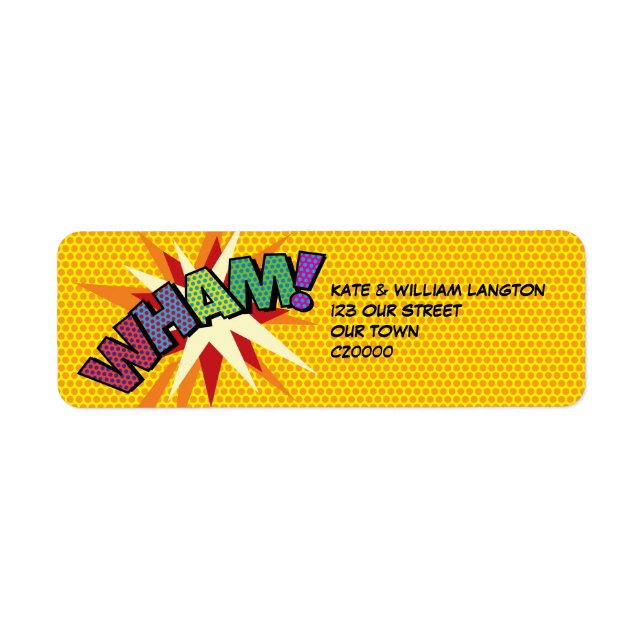 Étiquette Adresse WHAM Fun Retro Comic Book Pop Art (Devant)